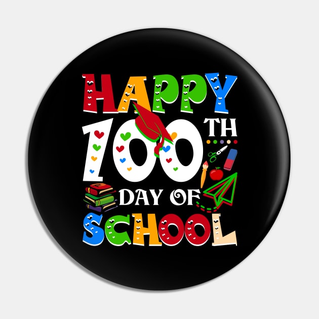 Happy 100th Day Of School Teacher Rainbow - 100 Days Smarter Pin by Happy Shirt