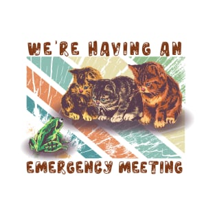 the kittens and frog meeting funny T-Shirt