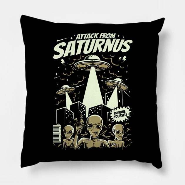 Attack from saturnus Pillow by JoeMaggots