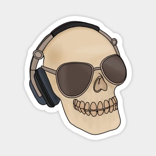 Skull wearing sunglasses and headphones Magnet