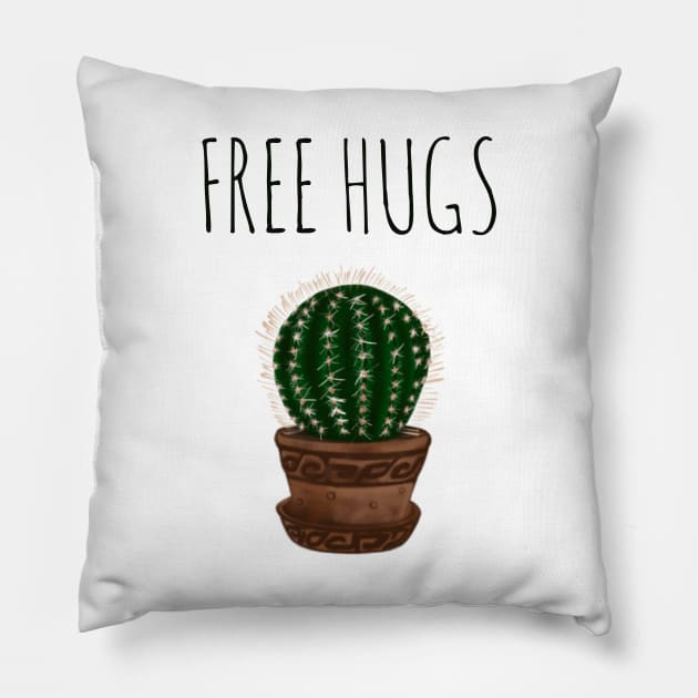 Free hugs cactus Pillow by Nastya Li