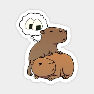 Capybara hungry for Rice Balls Magnet
