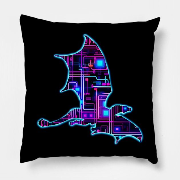 Electric Dragon Pillow by Anastasiya Malakhova