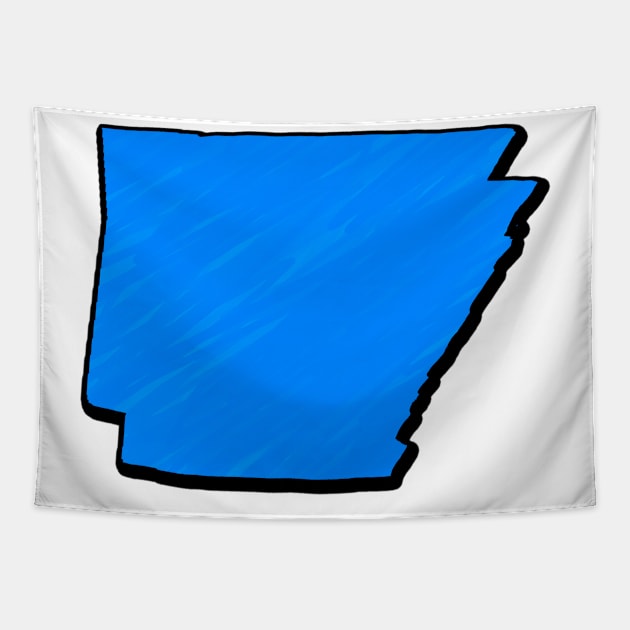 Bright Blue Arkansas Outline Tapestry by Mookle