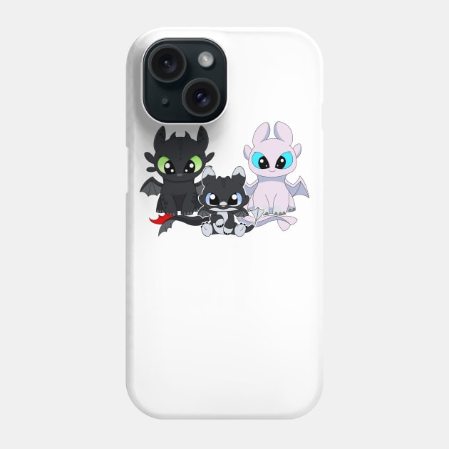 Fury family with boy, baby fury toothless, night furies, light fury dragon Phone Case by PrimeStore