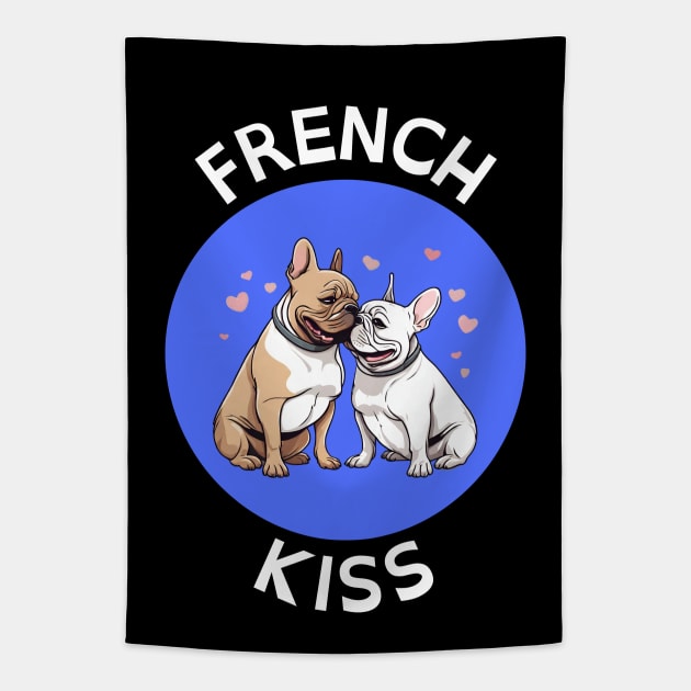 French Kiss | French Bulldog Pun Tapestry by Allthingspunny