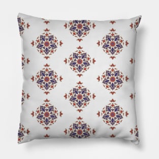 Acanthus heraldic seamless ornament in red and blue Pillow