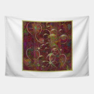 Hearts, Flowers, Bubbles and Stripes Tapestry