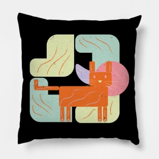 Cat with geometric and colorful shapes Pillow