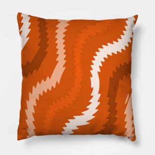 Orange 70s Retro Waves Pillow