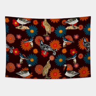 Floral Birds Pattern Tapestry