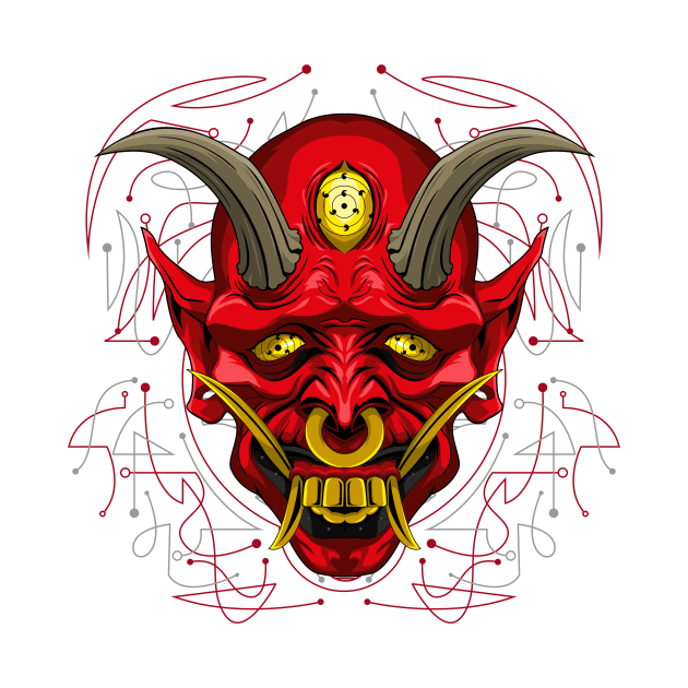 blood oni yokai mask by SHINIGAMII