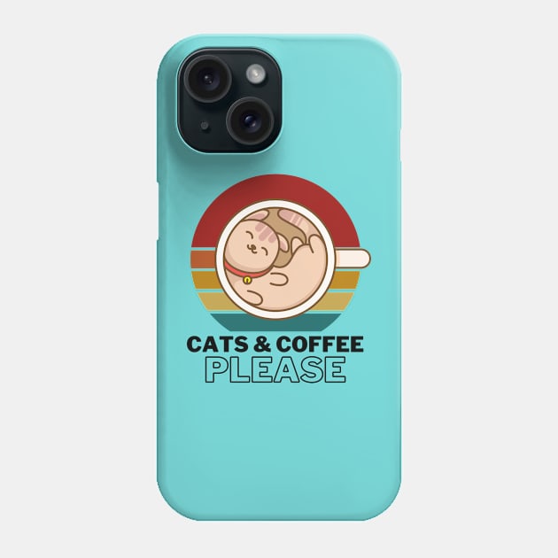 Cats and Coffee Please Phone Case by Adisa_store