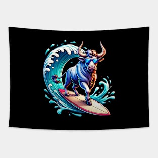 Cool Taurus Surfers gift, Unique Taurus Zodiac Sign Gift for Birthdays and Mother's Day, Father's Day gift, Taurus with sunglasses Tapestry