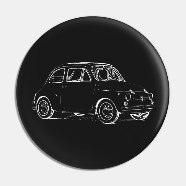 Fiat 500 Wireframe White Pin by Auto-Prints