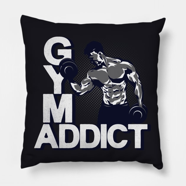 Gym Addict Fitness Weightlifting Pillow by Foxxy Merch