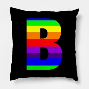 The Letter B in Rainbow Stripes Pillow