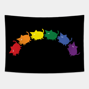 Abstract Pride Kitty Cats Rainbow Tapestry