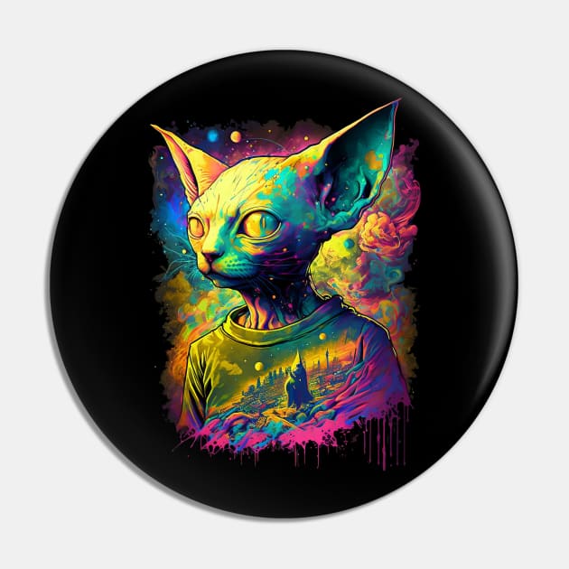Psychedelic Sphynx Cat #2 Pin by ElectricMint