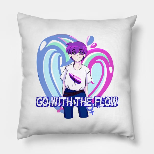 LGBT genderfluid non binary anime character Pillow by KinseiNoHime