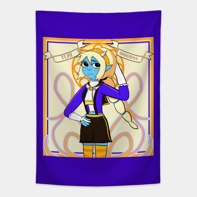 Yuri Marzipan the Oni - Cosplay Nouveau (Yellows, oranges, and blues) Tapestry by VixenwithStripes