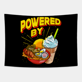 Powered By Ramen & Bubble Tea Anime Kawaii Boba Tapestry