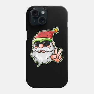 Santa Hat Watermelon Victory Sign Sunglass Christmas in July Phone Case