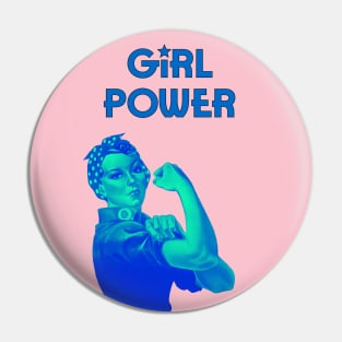 Girl power - We can do it feminist quote (blue) Pin