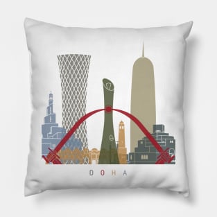 Doha skyline poster Pillow