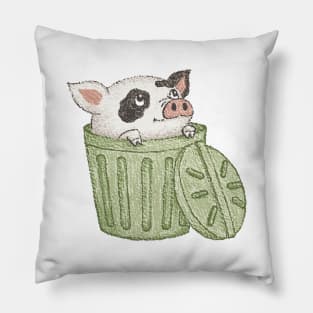 Spotted pig in a bucket Pillow