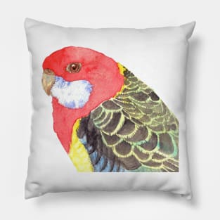 Eastern rosella watercolor - bird portrait painting Pillow