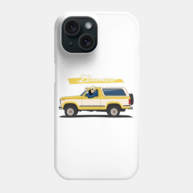 Truck bronco 1986 f150 xlt 4x4 skull metal yellow Phone Case by creative.z