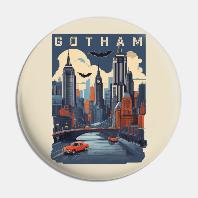 Retro Design Gotham Pin by huefinder