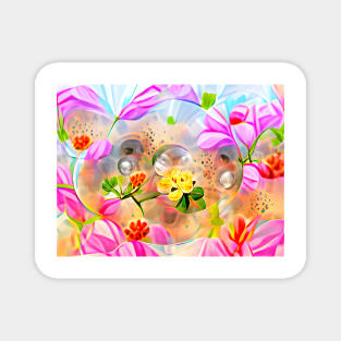 Beautiful Flowers inside Water Bubbles	Art Magnet