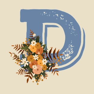 Letter D - Floral Fall Autumn Letter D T-Shirt