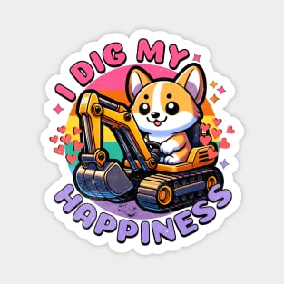 Excavator - Funny Corgis Magnet