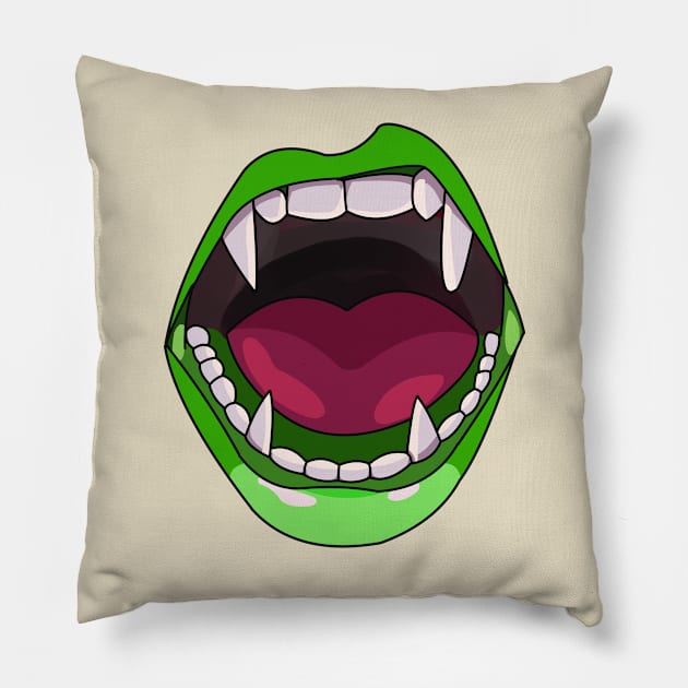 vampire mouth - vampire teeth Pillow by persa