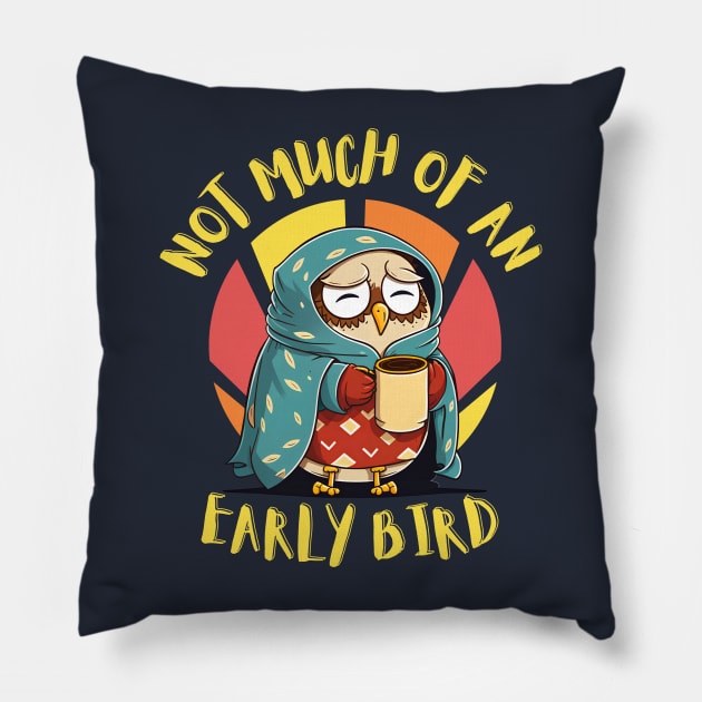 Not Much of an Early Bird: Sleepy Owl Coffee Lover Pillow by GiveMeThatPencil