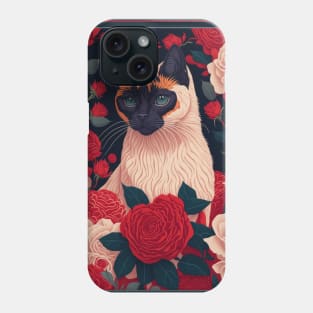 balinese cat. Style vector (red version balinese cat) Phone Case