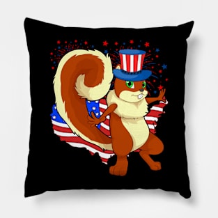 Patriotic American Squirrel Animal Lover USA 4th Of July Pillow