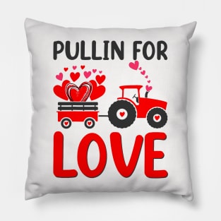 Pullin For Love Romantic Valentines Day Tractor Pillow