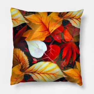 Realm of Foliage with Maple Leaves in Earth Warm Colors Pillow