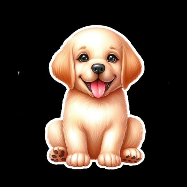 Cute golden labrador retriever water color dog pet by art poo