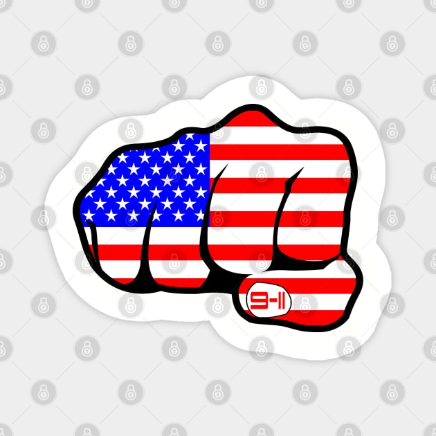 9-11 Stars and Stripes Fist Magnet by Badsy