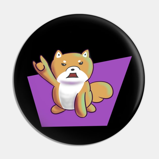 Rock In Roll Shiba Inu Cute Retro Artistic Pin by Kidrock96