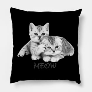 Cute Meows Line art Pillow