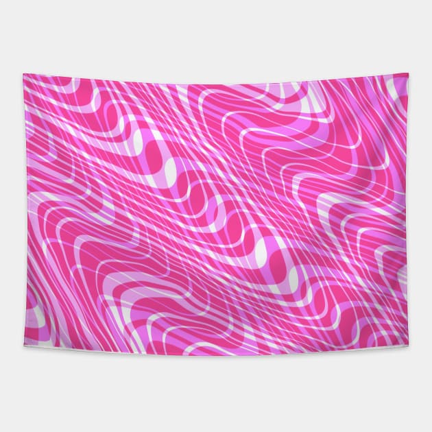 Pink Abstract Swirl Retro Tapestry by Trippycollage