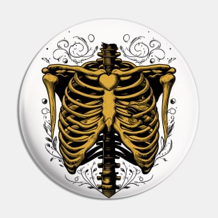 vintage skeleton chest Pin