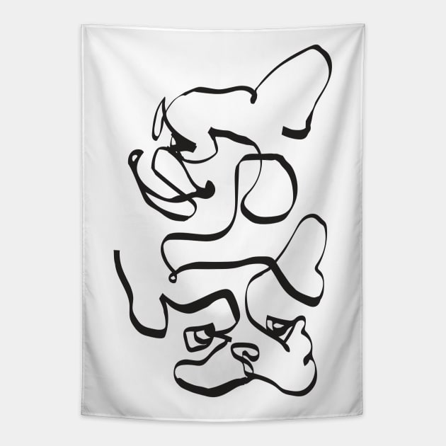 Abstract Line Frenchie Tapestry by huebucket