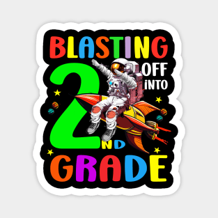 Blasting Off Into 2nd Grade Funny Back To School Boys Kids T-Shirt Magnet